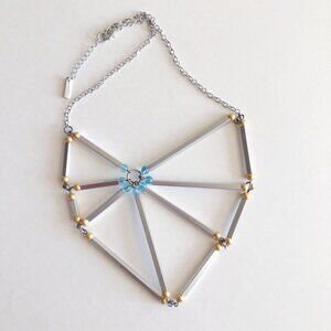 Retro Silver Abstract Web Necklace